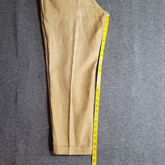 Romeo Gigli 100% Linen Vintage 90s Mens Tan Pants Italy Tag 48x32 Measures 32x28 - Picture 4 of 11